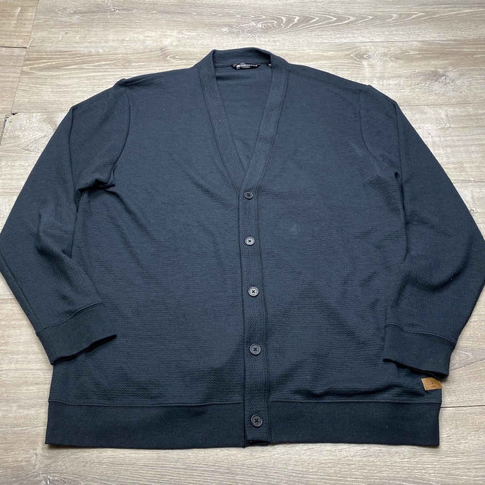 TravisMathew Cardigan Mens XXXL Navy Blue Waffle Knit Button Up Golf Casual